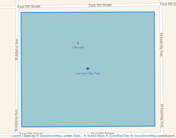 walking in Harvard City Park map in Harvard