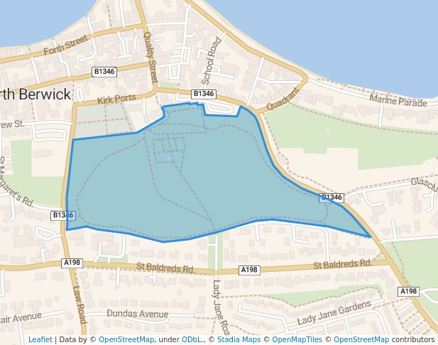 walking in The Lodge map in North Berwick