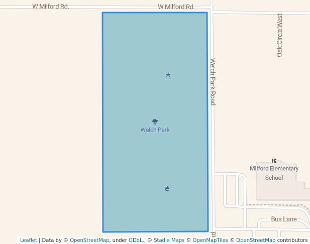 walking in Welch Park map in Milford