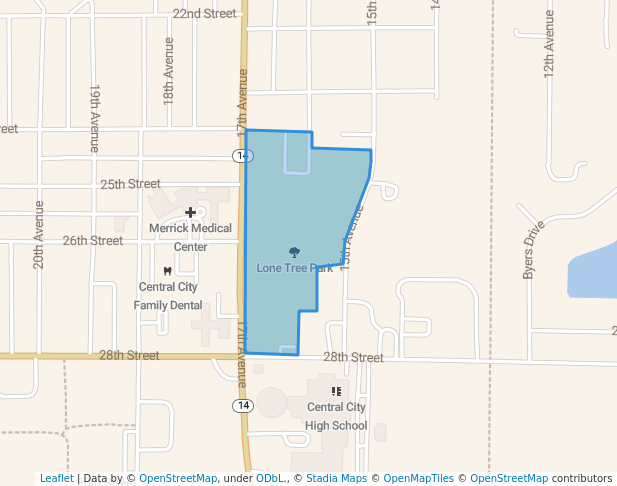 walking in Lone Tree Park map in Central City