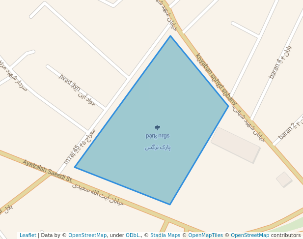 walking in پارک نرگس map in Kashan