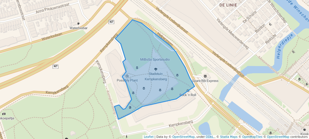walking in Stadstuin Kempkensberg map in Groningen