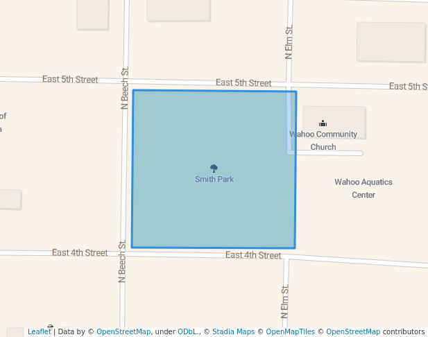 walking in Smith Park map in Wahoo