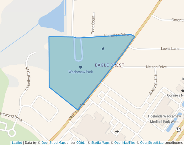 walking in Wachesaw Park map in Murrells Inlet