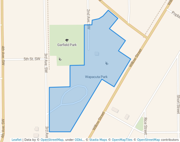 walking in Wapacuta Park map in Faribault