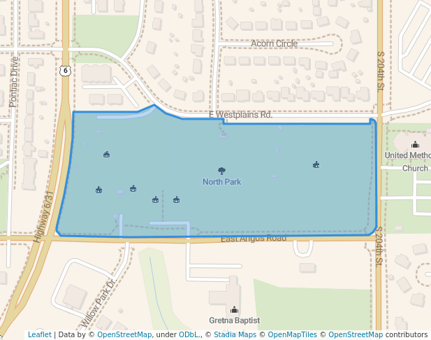 walking in North Park map in Gretna