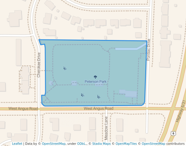 walking in Peterson Park map in Gretna