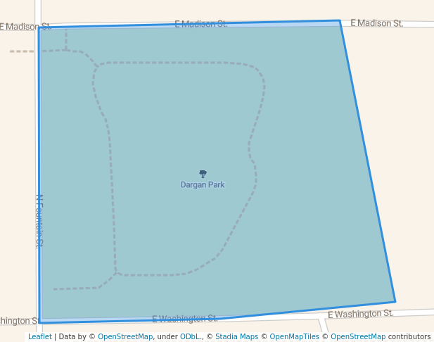 walking in Dargan Park map in Pontiac