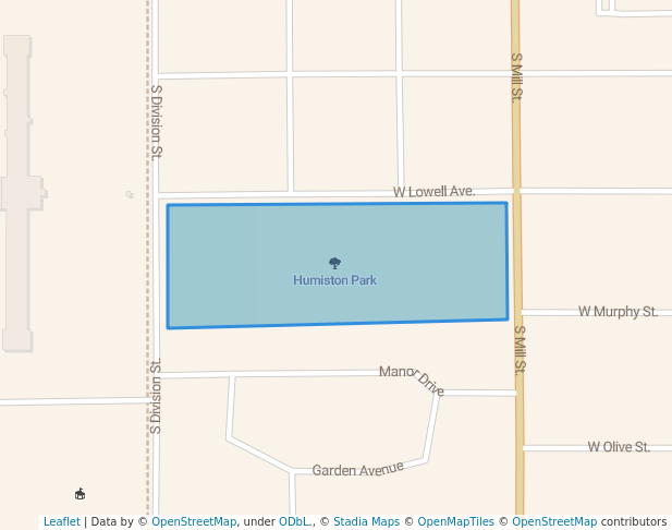 walking in Humiston Park map in Pontiac