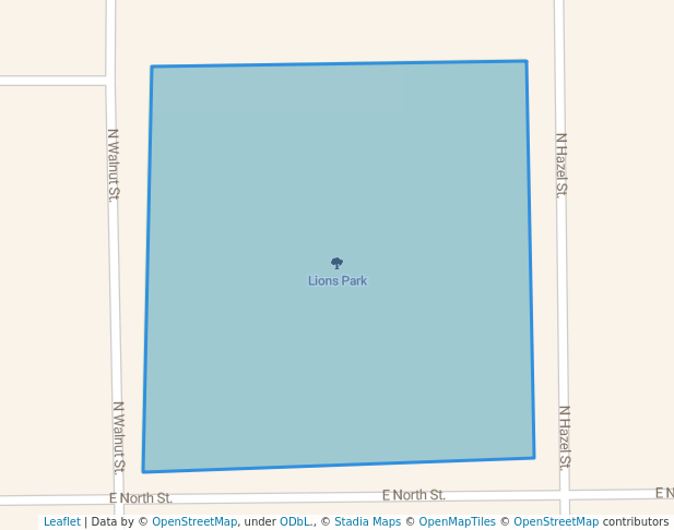 walking in Lions Park map in Pontiac