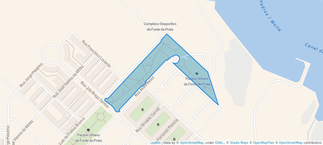 walking in Parque Urbano da Fonte da Prata map in Alhos Vedros