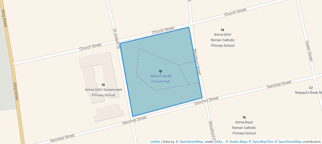 walking in Santa Posa RC Church Park map in Arima