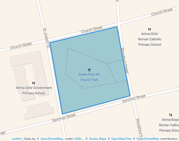 walking in Santa Posa RC Church Park map in Arima