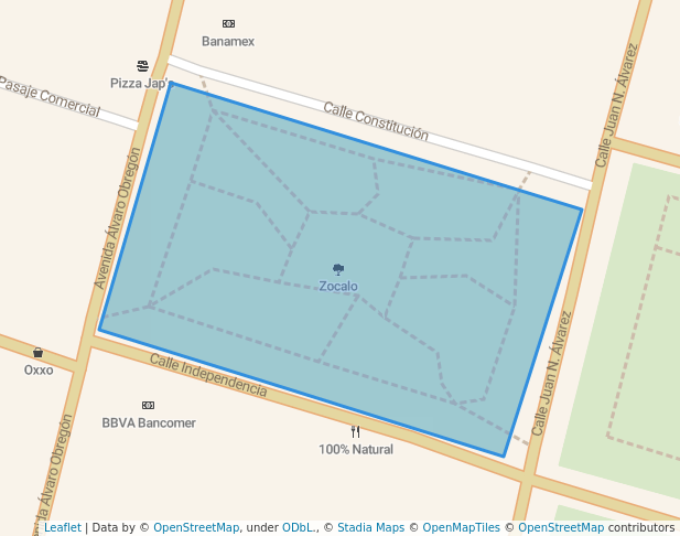 walking in Zocalo map in Iguala de la Independencia