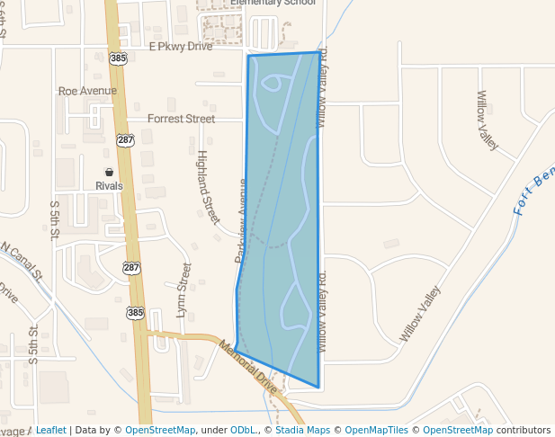 walking in Willow Creek Park map in Lamar