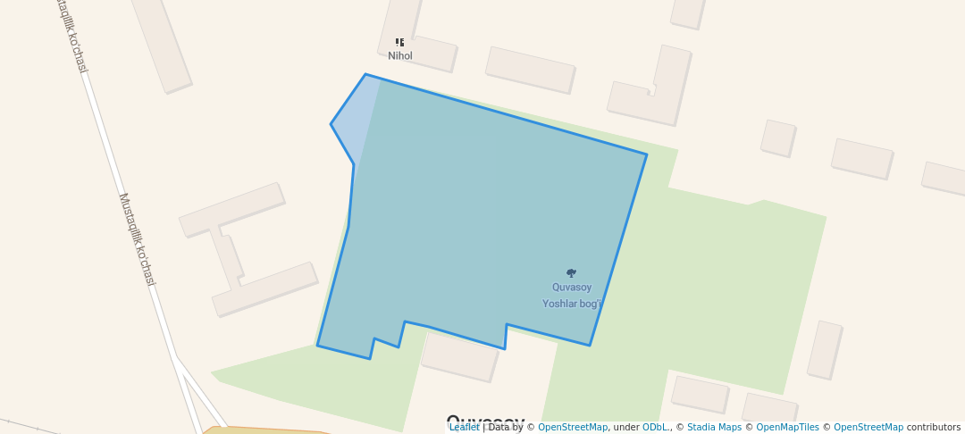 walking in Kamolot madaniyat va istirohat bog'i map in Kuvasoy