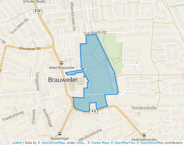 walking in Abteipark map in Pulheim