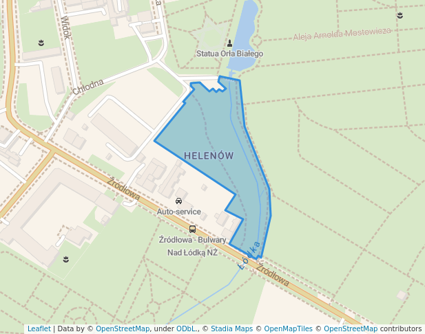 walking in Bulwary nad Łódką map in Łódź