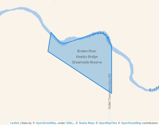 walking in Broken River, Keadys Bridge Streamside Reserve map in Kialla