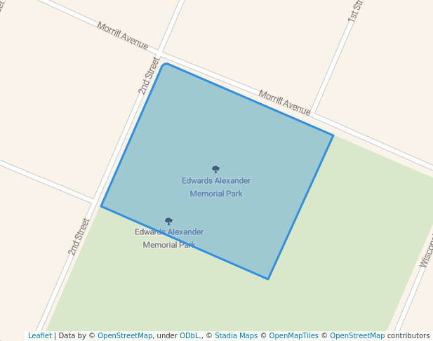 walking in Edwards Alexander Memorial Park map in Port Edwards