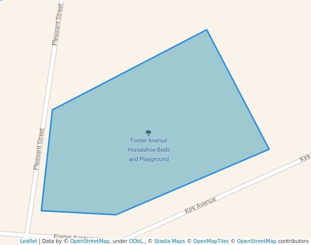 walking in Foster Avenue Horseshoe Beds and Playground map in Stellarton