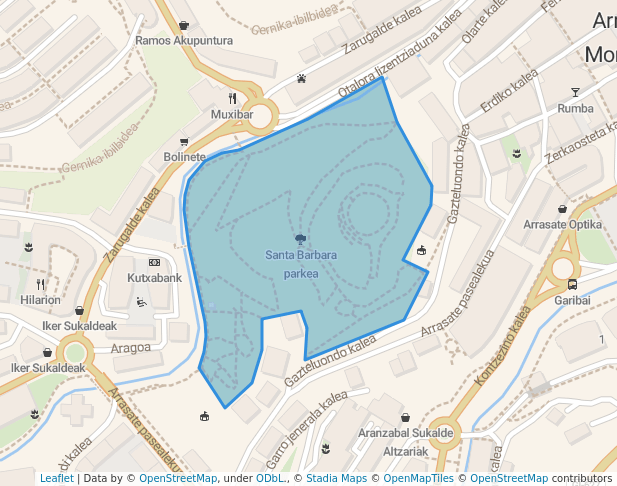 walking in Santa Barbara parkea map in Arrasate