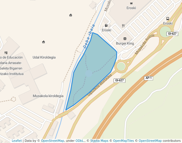 walking in Arruene parkea map in Arrasate