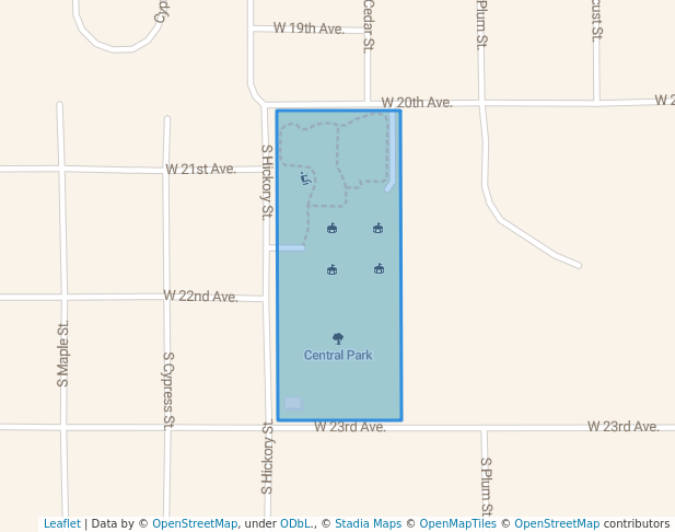 walking in Central Park map in Pine Bluff