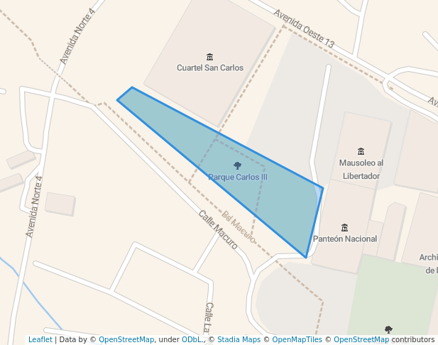 walking in Parque Carlos III map in Caracas