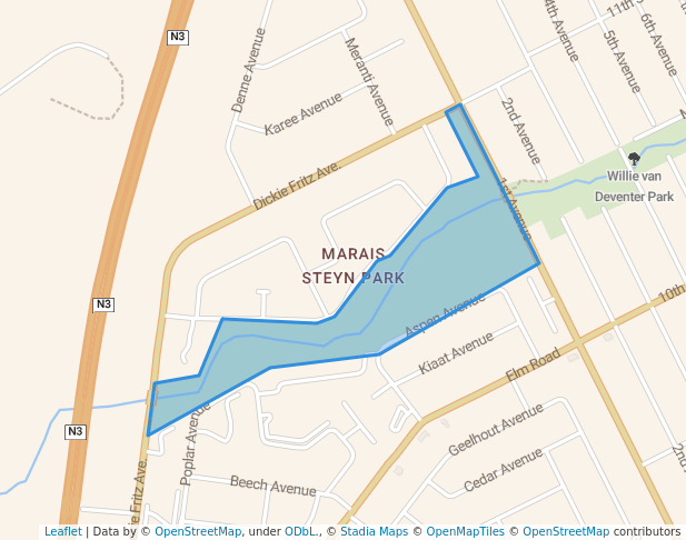 walking in Protea Park map in Edenvale