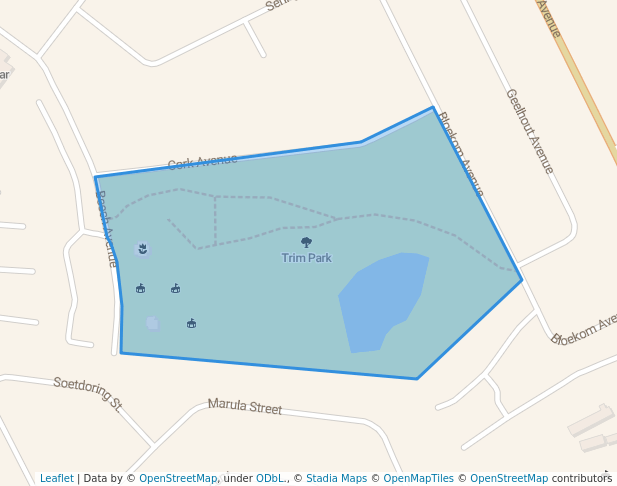 walking in Trim Park map in Edenvale