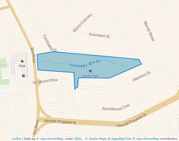 walking in Karee Park map in Edenvale