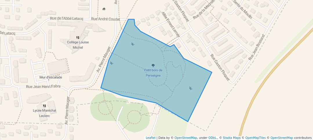 walking in Parc urbain de Perseigne map in Alençon