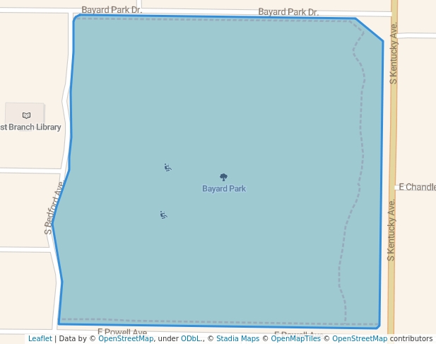 walking in Bayard Park map in Evansville