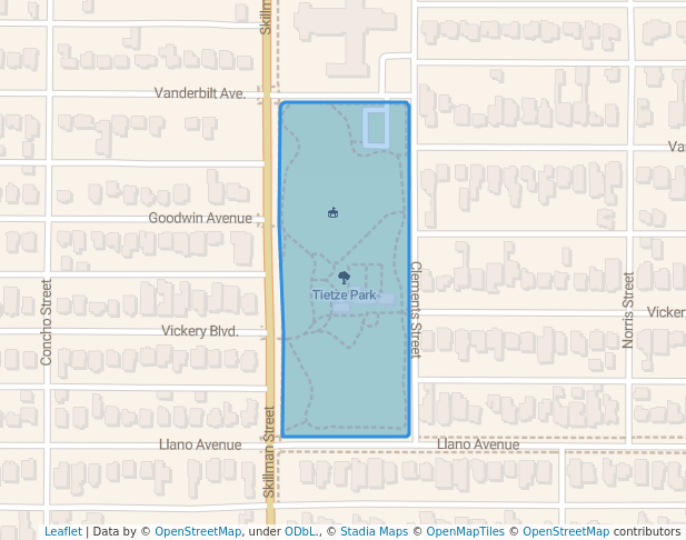 walking in Tietze Park map in Dallas