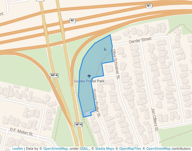 Gustav Preller Park in Cape Town | Map and Routes