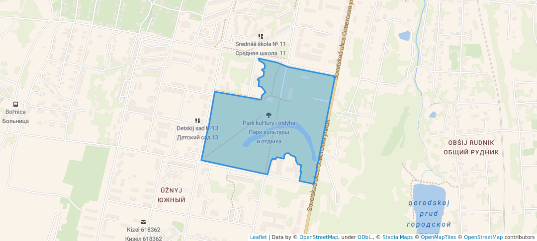 walking in Парк культуры и отдыха map in Kizel