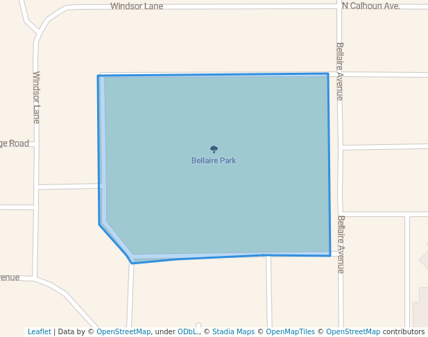 walking in Bellaire Park map in Liberal