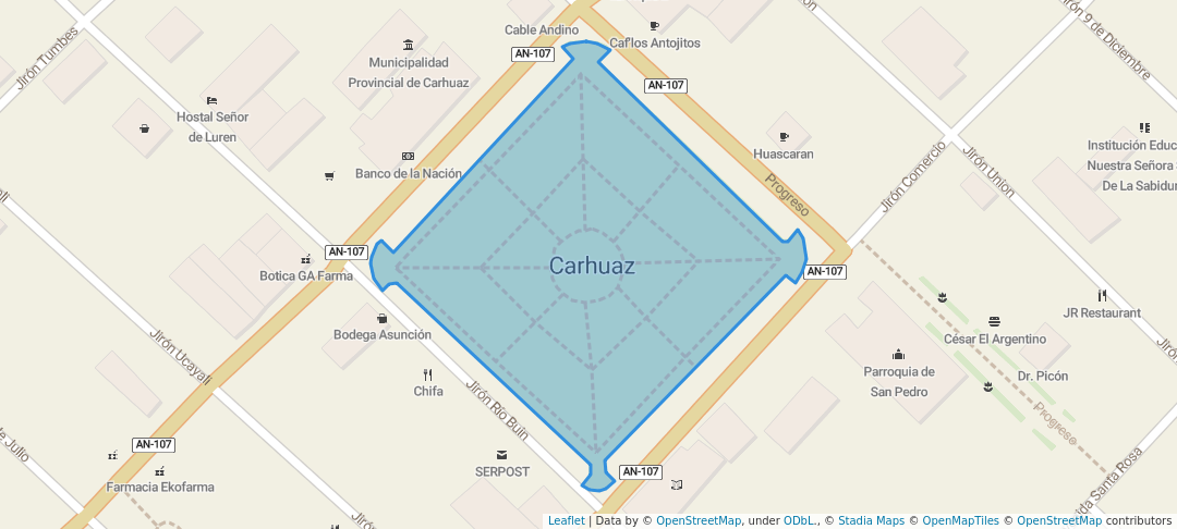 walking in Plaza Mayor Carhuaz map in Carhuaz