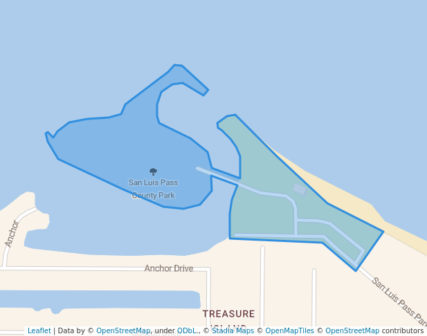 walking in San Luis Pass County Park map in Freeport