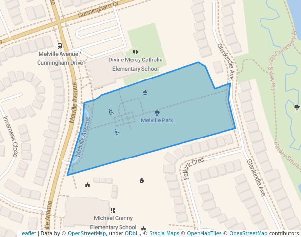 walking in Melville Park map in Vaughan