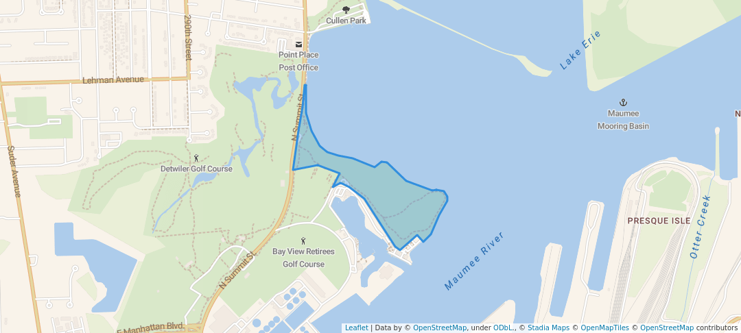 walking in Bay View Park map in Toledo