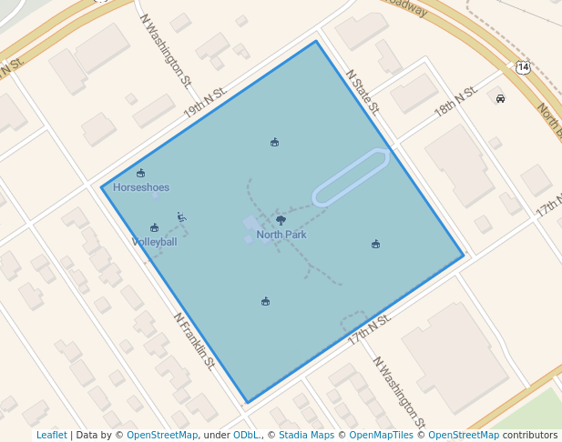 walking in North Park map in New Ulm