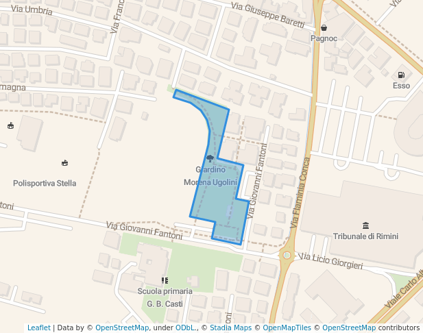 walking in Giardino Morena Ugolini map in Rimini