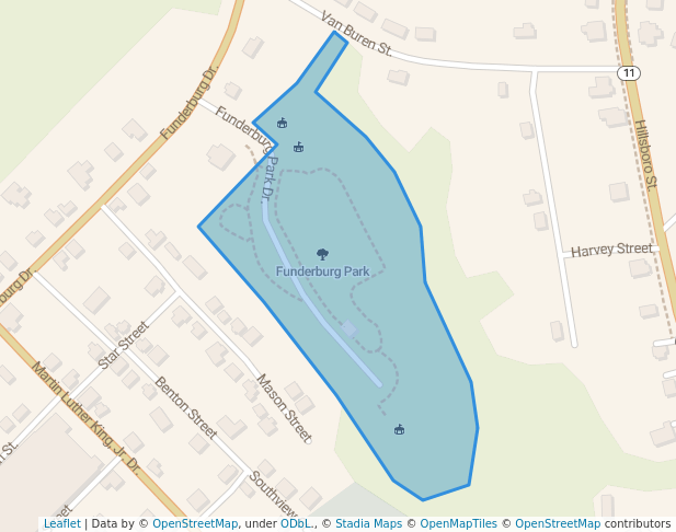 walking in Funderburg Park map in Monticello