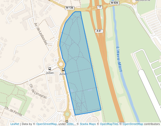 walking in Parc de la Grande Plaine map in Toulouse