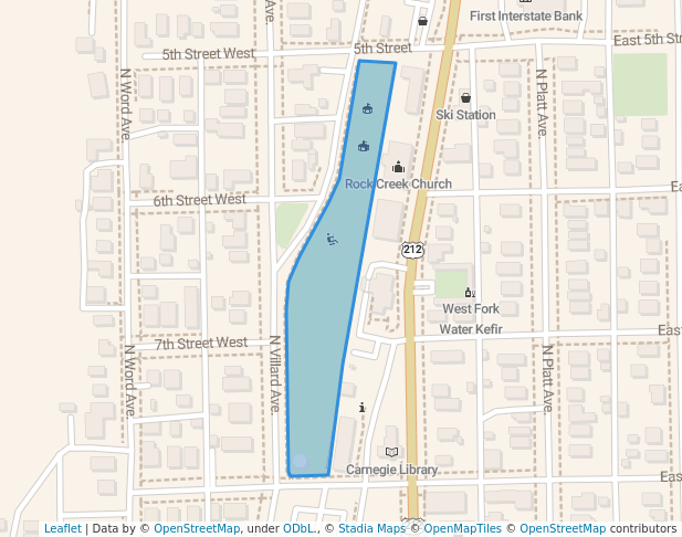 walking in Lions Park map in Red Lodge