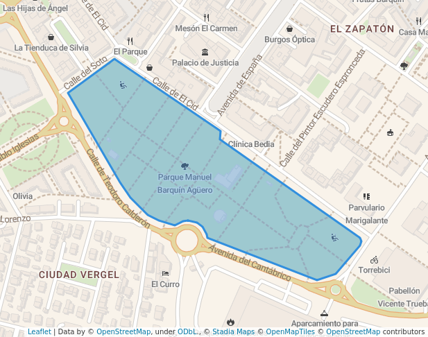 walking in Parque Manuel Barquín Agüero map in Torrelavega