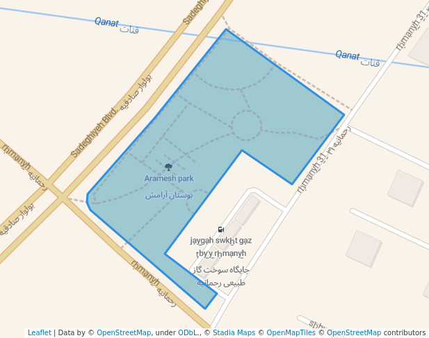 walking in Aramesh park map in Mashhad