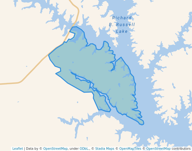 walking in Richard B. Russell State Park map in Elberton